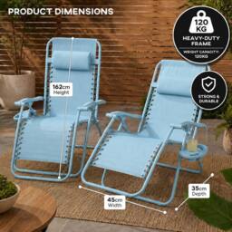 Neo Zero Gravity Recliner Garden Sun Loungers in Baby Blue - thumbnail 6
