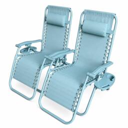 Neo Zero Gravity Recliner Garden Sun Loungers in Baby Blue - thumbnail 8