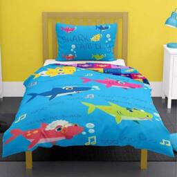 Baby Shark Doo Doo Reversible Duvet Cover Set in Bright Blue - Size: Single - thumbnail 4