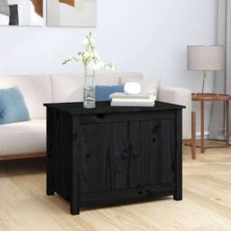 Berkfield Home Beautiful Coffee Table Black 71x49x55 cm Solid Wood Pine - Size: 71 x 49 x 55 cm - thumbnail 2