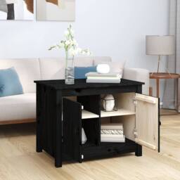 Berkfield Home Beautiful Coffee Table Black 71x49x55 cm Solid Wood Pine - Size: 71 x 49 x 55 cm
