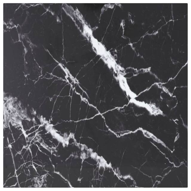 Berkfield Home Table Top Black 60x60 cm 6 mm Tempered Glass with Marble Design - image 1