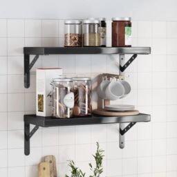 Berkfield Home Wall Shelves 2 pcs 50x23.5 cm Black Stainless Steel