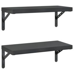 Berkfield Home Wall Shelves 2 pcs 50x23.5 cm Black Stainless Steel - thumbnail 2