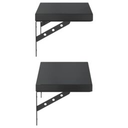 Berkfield Home Wall Shelves 2 pcs 50x23.5 cm Black Stainless Steel - thumbnail 6