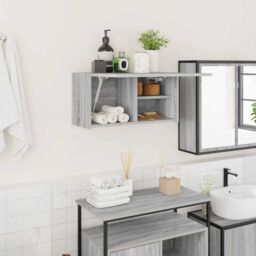 Berkfield Home Bathroom Wall Cabinet Grey Sonoma 60x25x30 cm Engineered Wood - Size: 60 x 25 x 30 cm