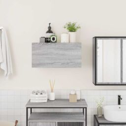 Berkfield Home Bathroom Wall Cabinet Grey Sonoma 60x25x30 cm Engineered Wood - Size: 60 x 25 x 30 cm - thumbnail 3