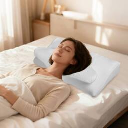 Lavio Ergonomic Neck Pillow Memory Foam Breathable Washable Cover in White - thumbnail 3