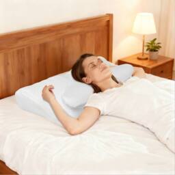 Lavio Ergonomic Neck Pillow Memory Foam Breathable Washable Cover in White - thumbnail 2