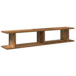 Berkfield Home Wall Shelves 2 pcs Old Wood 105x18x20 cm Engineered Wood in Brown - Size: 105 x 18 x 20 cm - thumbnail 4