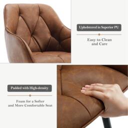SPETLEK Set of 4 Faux Leather Dining Chairs in Brown - Size: 0.6m2 - thumbnail 5