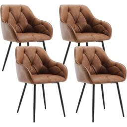 SPETLEK Set of 4 Faux Leather Dining Chairs in Brown - Size: 0.6m2 - thumbnail 1