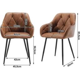 SPETLEK Set of 4 Faux Leather Dining Chairs in Brown - Size: 0.6m2 - thumbnail 2