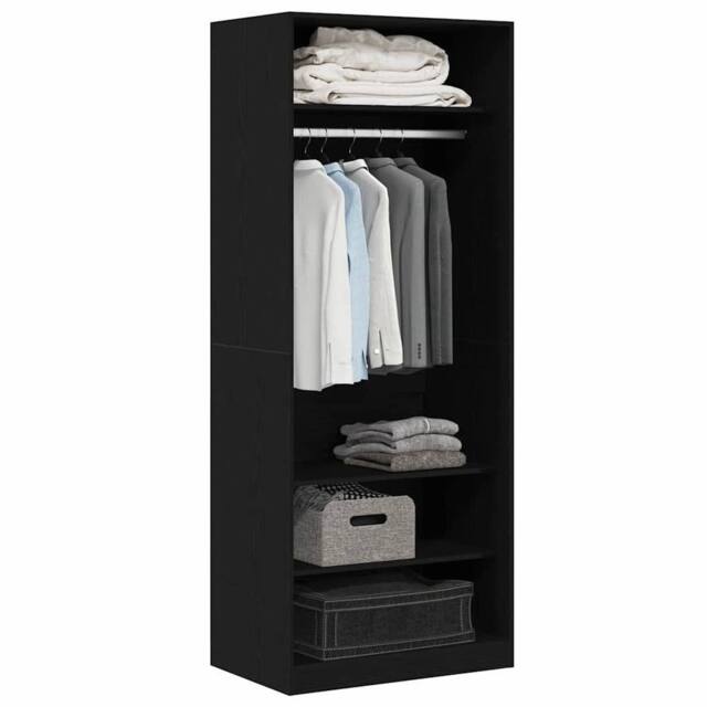 Berkfield Home Modern Black Oak Wardrobe 80 x 50 x 200 cm - Engineered Wood - image 1
