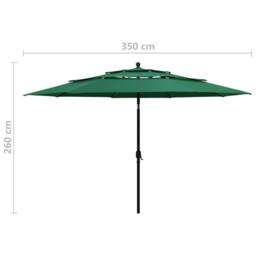 Berkfield Home Harmful 3-Tier Parasol with Aluminium Pole Green 3.5 m - thumbnail 8