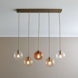 Pagazzi Branco 5 Light Antique Brass Pendant Bar in Gold - thumbnail 3