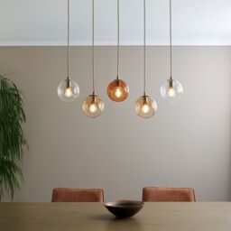 Pagazzi Branco 5 Light Antique Brass Pendant Bar in Gold - thumbnail 1