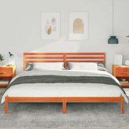 Berkfield Home with Headboard Wax brown 200 x 220 cm Solid pine wood - thumbnail 5