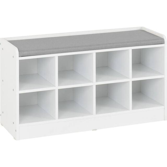 FORGEVIO White Fabric Steel Shoe Bench Modern Hallway Space Saving Storage - image 1