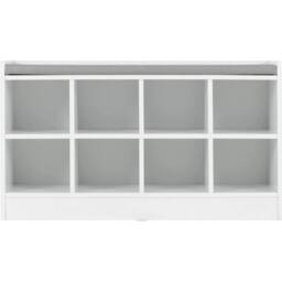 FORGEVIO White Fabric Steel Shoe Bench Modern Hallway Space Saving Storage - thumbnail 2