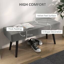 STILVORA Bench with Steel Legs Grey - thumbnail 6