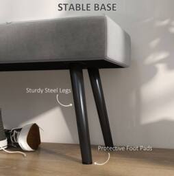 STILVORA Bench with Steel Legs Grey - thumbnail 7