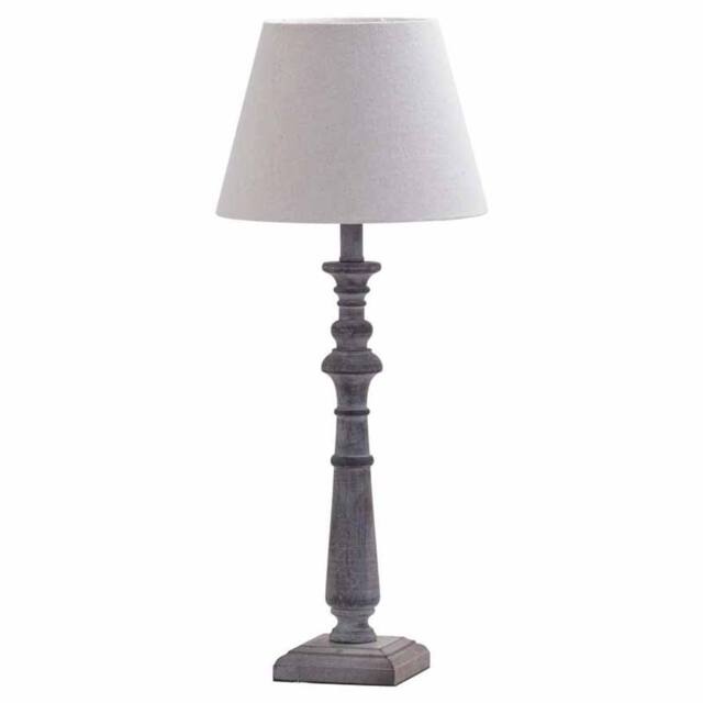 Lemon Pavilion Furniture and Decor Incia Column Table Lamp - Fabric/Wood - L12 x W12 x H50 cm - Brown in Grey