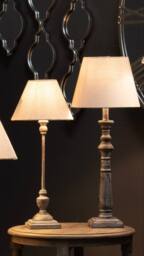 Lemon Pavilion Furniture and Decor Incia Column Table Lamp - Fabric/Wood - L12 x W12 x H50 cm - Brown in Grey - thumbnail 6