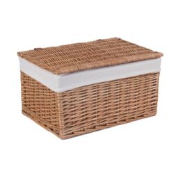 Red Hamper Wicker Set of 3 Light Steamed Cotton Lined Storage Basket in Brown - thumbnail 3