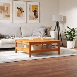 Berkfield Home Beautiful Coffee Table Wax Brown 100x100x40 cm Solid Wood Pine - Size: 100 x 100 x 40 cm - thumbnail 1