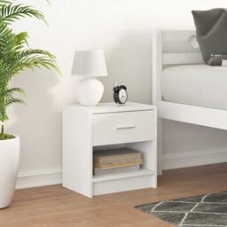 Berkfield Home Bedside Cabinet with Drawer White 39x28x41 cm - Size: 39 x 28 x 41 cm - thumbnail 3