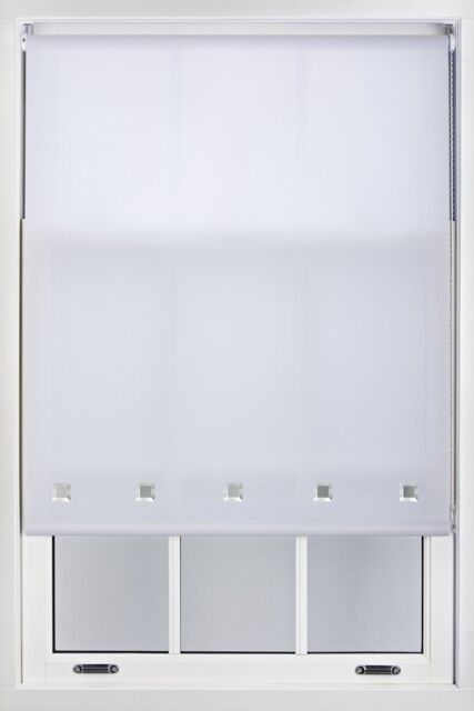 Furnished Daylight Roller Blind with Chrome Square Eyelets - Trimmable Window Shade in White - Size: 195 cm width x 165 cm drop - image 1