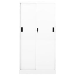 Berkfield Home Office Cabinet with Sliding Door White 90x40x180 cm Steel - Size: 90 x 40 x 180 cm - thumbnail 4