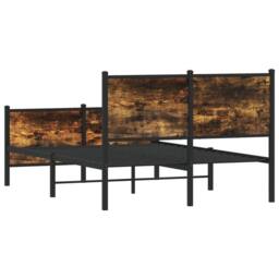 Berkfield Home Metal Bed Frame without Mattress Smoked Oak 120x200 cm in Brown - Size: Small Double - thumbnail 7