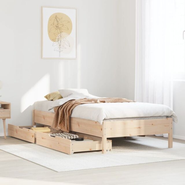 Berkfield Home Bed Frame without Mattress 75x190 cm Small Single Solid Wood Pine in Brown - image 1