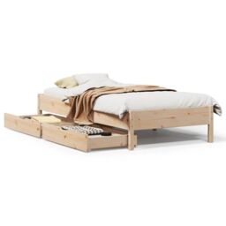 Berkfield Home Bed Frame without Mattress 75x190 cm Small Single Solid Wood Pine in Brown - thumbnail 2