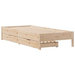 Berkfield Home Bed Frame without Mattress 75x190 cm Small Single Solid Wood Pine in Brown - thumbnail 3