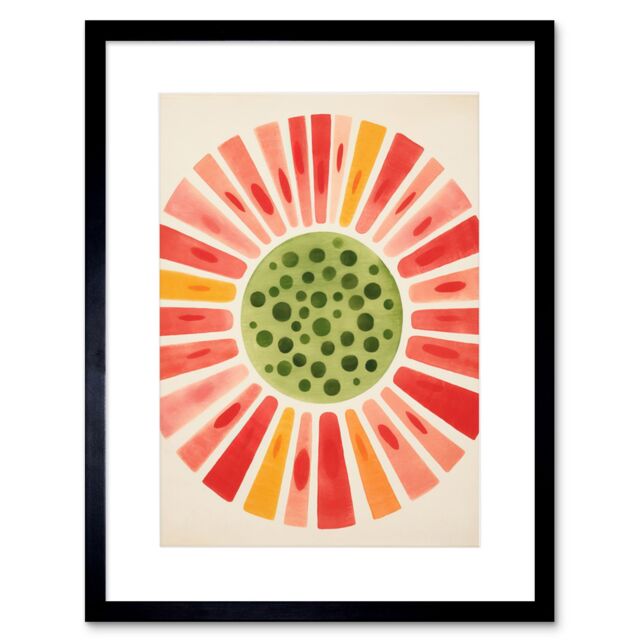 "Artery8 Wall Art Print Abstract Watermelon Kitchen Artwork Bright Colourful Pastel Pigments Artwork Framed 9X7 Inch in Black - Size: W7"" x H9""" - image 1