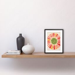 "Artery8 Wall Art Print Abstract Watermelon Kitchen Artwork Bright Colourful Pastel Pigments Artwork Framed 9X7 Inch in Black - Size: W7"" x H9""" - thumbnail 2