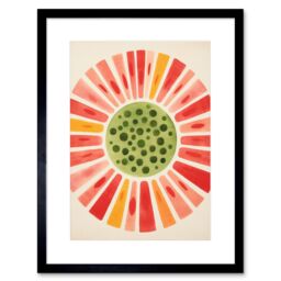 "Artery8 Wall Art Print Abstract Watermelon Kitchen Artwork Bright Colourful Pastel Pigments Artwork Framed 9X7 Inch in Black - Size: W7"" x H9""" - thumbnail 1