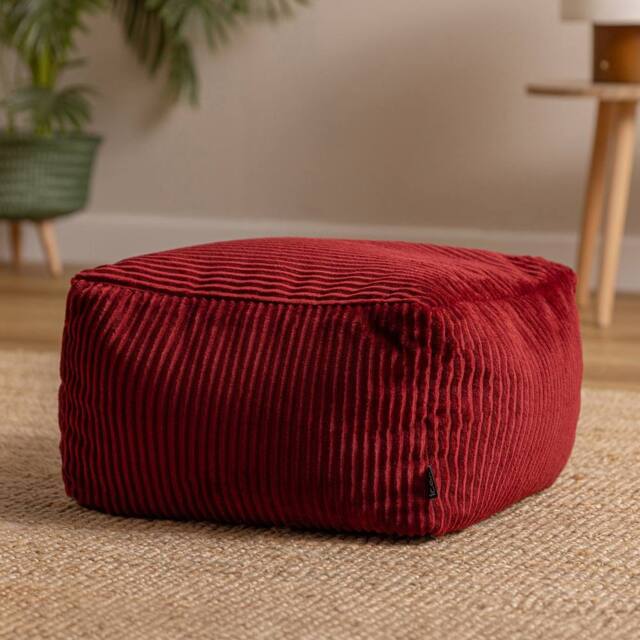 icon Amara Square Bean Bag Footstool, Corduroy in Burgundy - image 1