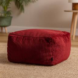 icon Amara Square Bean Bag Footstool, Corduroy in Burgundy