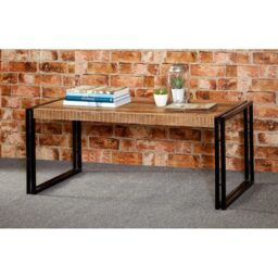 Indian Hub Cosmo Industrial Large Coffee Table - Solid Mango Wood L60xW110xH45cm in Brown - thumbnail 2