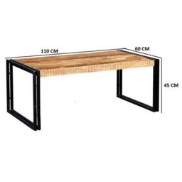 Indian Hub Cosmo Industrial Large Coffee Table - Solid Mango Wood L60xW110xH45cm in Brown - thumbnail 3