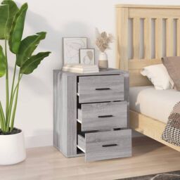 Berkfield Home Bedside Cabinet Grey Sonoma 50x36x60 cm Engineered Wood - Size: 50 x 36 x 60 cm - thumbnail 3