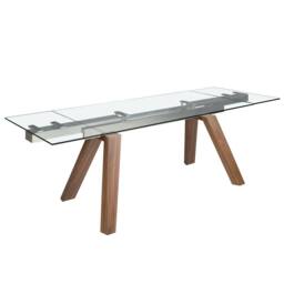 Angel Cerda Rectangular Extending Dining Table, Tempered Glass in Brown - thumbnail 1