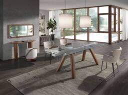 Angel Cerda Rectangular Extending Dining Table, Tempered Glass in Brown - thumbnail 4