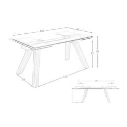 Angel Cerda Rectangular Extending Dining Table, Tempered Glass in Brown - thumbnail 7