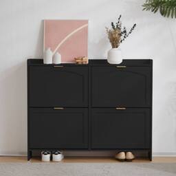 Merax 4 Flip Drawer Shoe Storage Cabinet, Entryway Shoe Organiser in Black