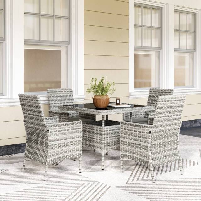 OUTSUNNY 4 Seater Rattan Garden Furniture Set with Cushion in Mid Grey - image 1